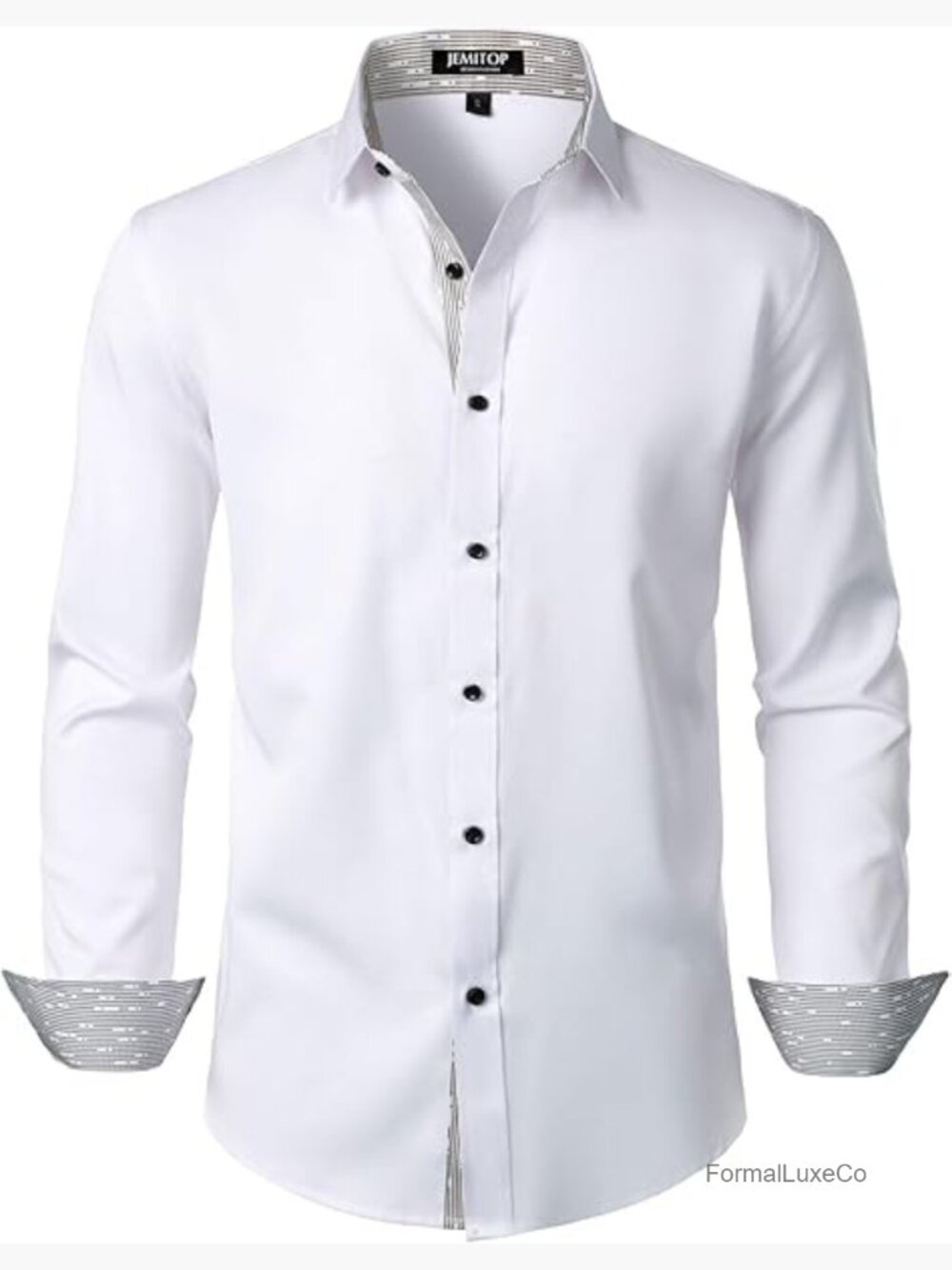 Men's Stretch Long Sleeve Dress Shirt with Slight Sheen - Slim Fit Button Down